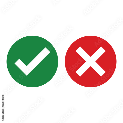 Green checkmark and red x symbols displayed side by side on white