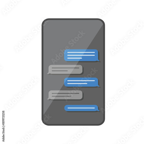 Mobile Messaging App Screen and Glossy Device Icon