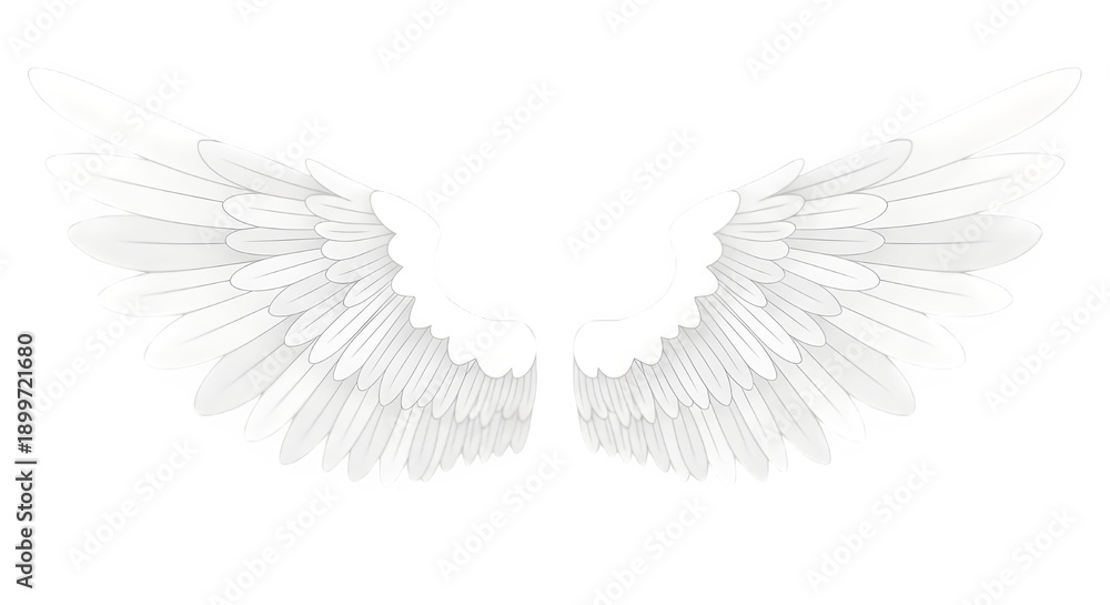 Obraz premium White feathered angel wings isolated on transparent background