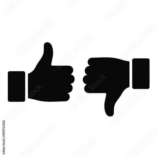 Black silhouette icons depicting a thumbs up and a thumbs down gesture