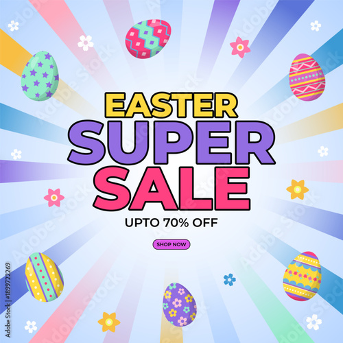 Vector illustration of Happy Easter Sale social media template