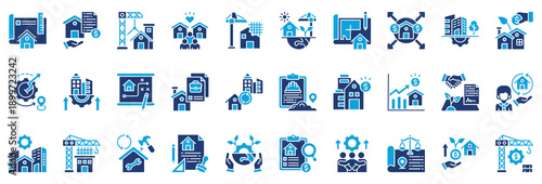 Property Development Icon Collection Set. Glyph Color Style Icon Vector Illustration.