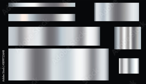 Set of Silver foil texture background. Set of metal banners. Realistic silver, gradient mesh. Set of metal banners. Gradient Mesh. High Resolution Vector.	

