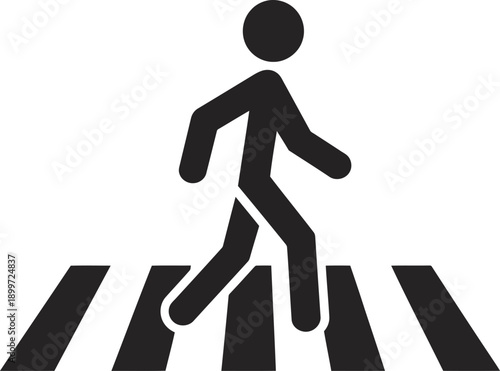 Pedestrian crossing street with confident stride on zebra crossing
