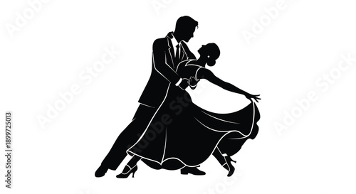 A striking black silhouette of a couple dancing showcasing elegance and movement on transparent background high quality professional detailed modern elegant