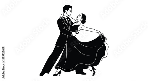 A romantic couple elegantly dancing depicted in a striking black silhouette on transparent background high quality professional detailed modern elegant stylish