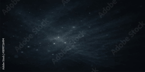 A vibrant nebula glows within a dark blue space background featuring a bright galaxy of stars and cosmic clouds across the vast night universe