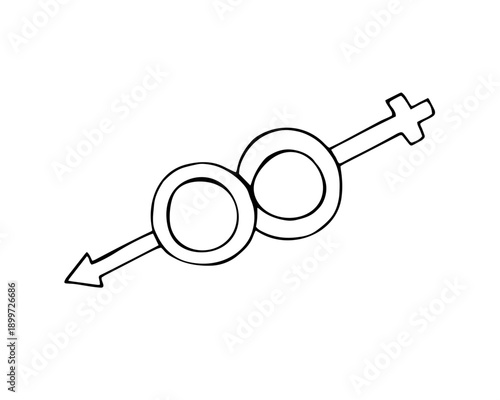 Men and Woman Symbols Hand Drawn Line Illustration of Gender Signs