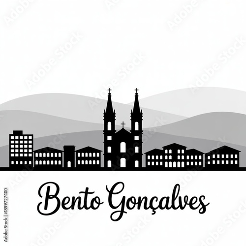 Bento Gonçalves Skyline Silhouette — A Wine Capital City in Southern Brazil Vector Illustration