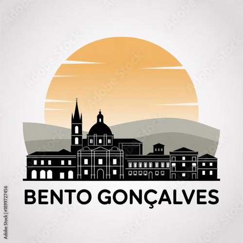 Bento Gonçalves Skyline Silhouette — A Wine Capital of Southern Brazil Vector Illustration