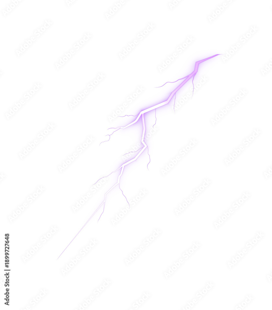 Obraz premium Purple, lightning, bright, energy, a clap of thunder creates an electrical storm. Neon electric lightning strike with glowing plasma branches and a soft aura. High-energy futuristic background.