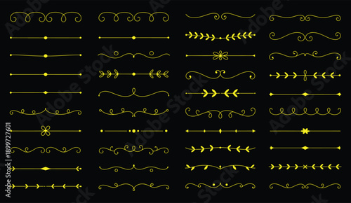 Decorative line borders, elegant design elements. Vector set of ornate patterns for invitations, certificates, documents. Vintage, swirls, flourishes. Black on white, intricate, detailed 