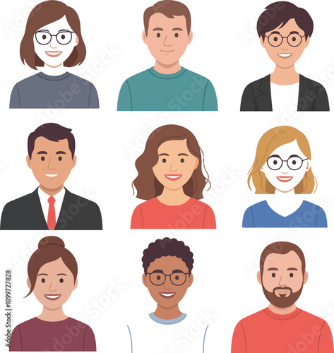 Diverse group of happy people with different professions and styles