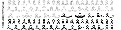Awareness ribbon icon vector set. Ribbon Illustration sign collection.  Cancer Ribbon symbol or logo.