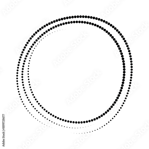 Pop art halftone circular frame. Circles shape dots pattern in pop art style. Abstract modern stylish texture. Vector illustration geometric pattern. Round design elements for your content.
