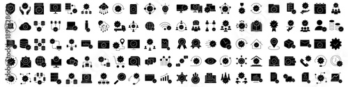 Maintenance vector icon set. Technical support Illustration sign collection. Installing updates symbol. Bow logo.