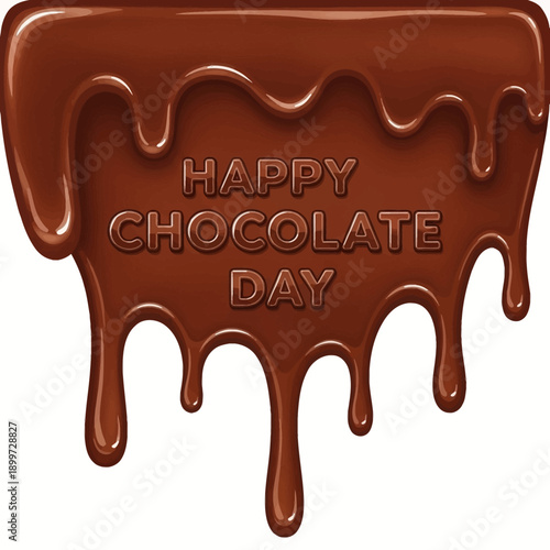 A delicious chocolate graphic illustration with Happy Chocolate Day text on a white background