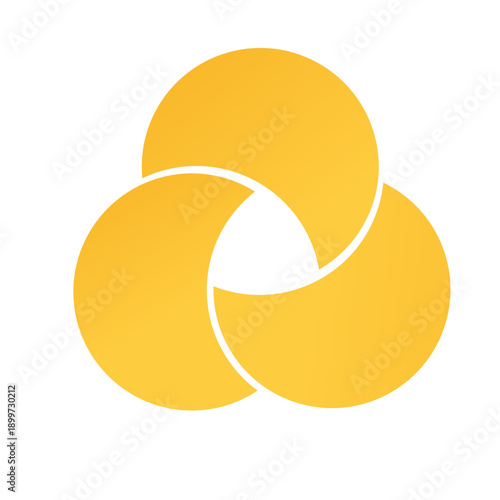 Fotografía Minimalist vector infographic featuring three interlocking spiral circles in a yellow gradient