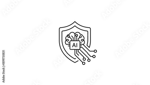 AI brain with circuit lines inside shield icon