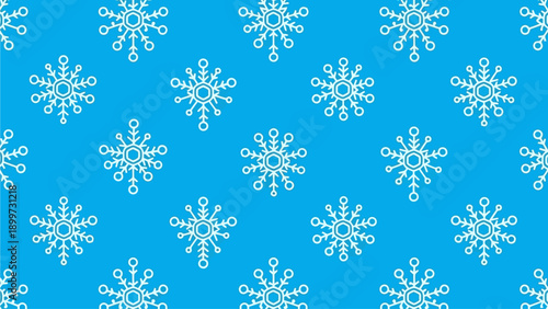 Winter's Embrace A Seamless Pattern of Intricate Snowflakes on a Vibrant Blue Background