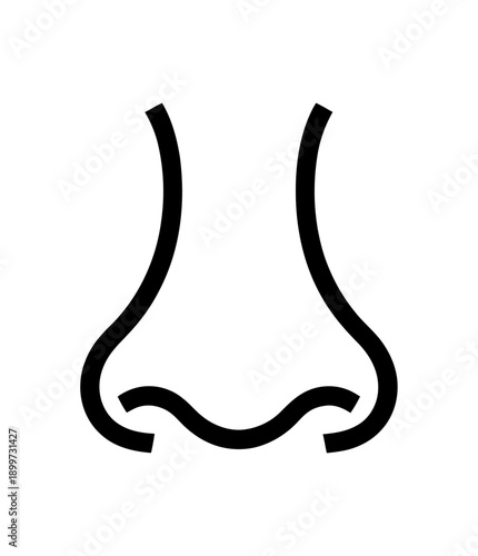A minimalist illustration of a nose on a white background