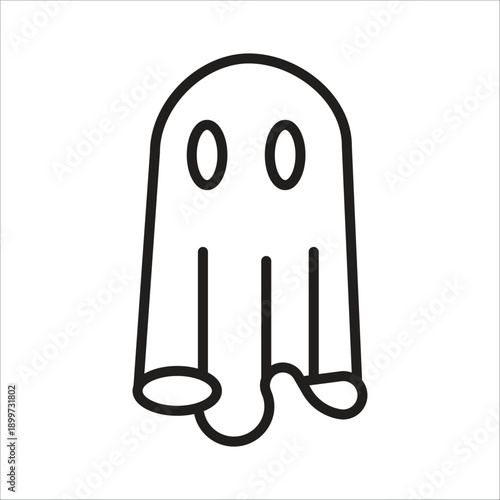 Cute ghost line icon. Minimalist spooky phantom vector symbol for Halloween decoration, party invitation, and horror apps.