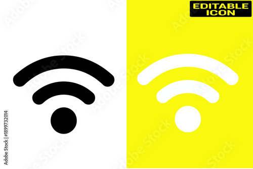 Two different icons representing wi-fi networks with varying signal strengths. Vector