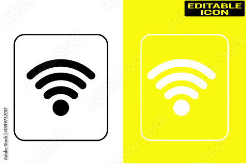 Two different icons representing wi-fi networks with varying signal strengths. Vector