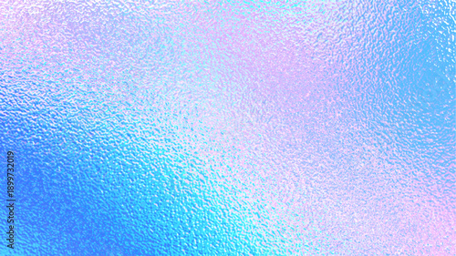 Hologram gradient texture background. Foil paper iridescent effect. Holographic pearl surface. Y2k glitter bg. Rainbow, aurora, nacre pattern. Gradation blue pink grain effect. Vector illustration