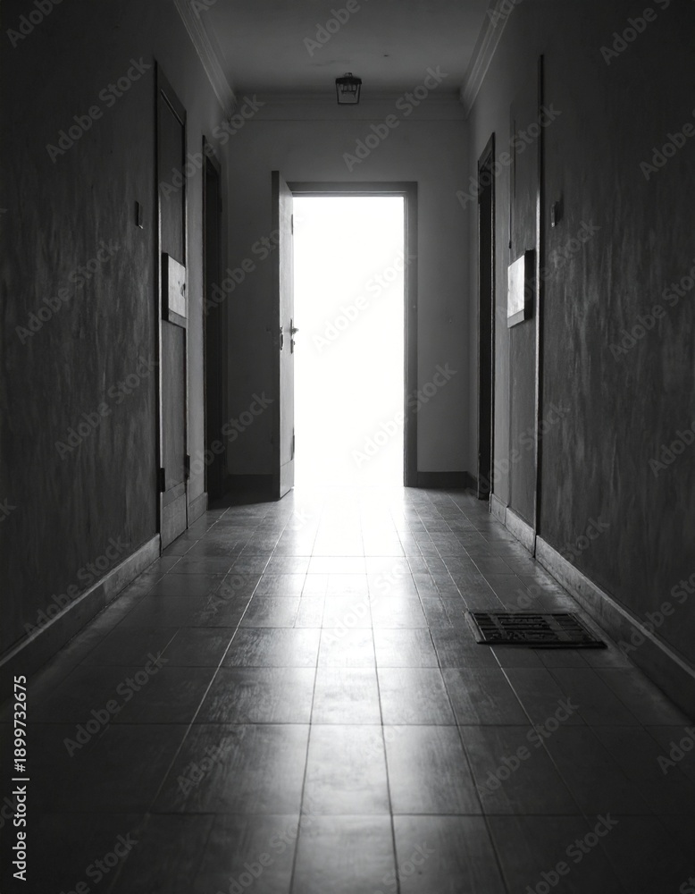 Fototapeta premium Flur mit schmalem Lichtstreifen