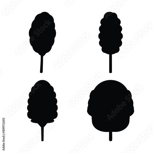 Minimalist black tree silhouettes collection for various nature and design projects