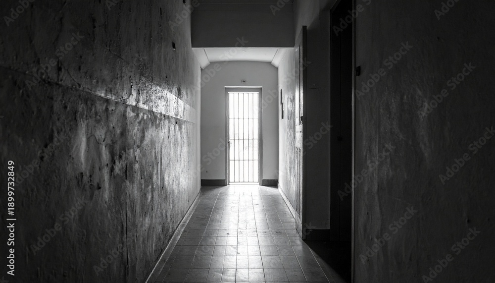 Fototapeta premium Flur mit schmalem Lichtstreifen