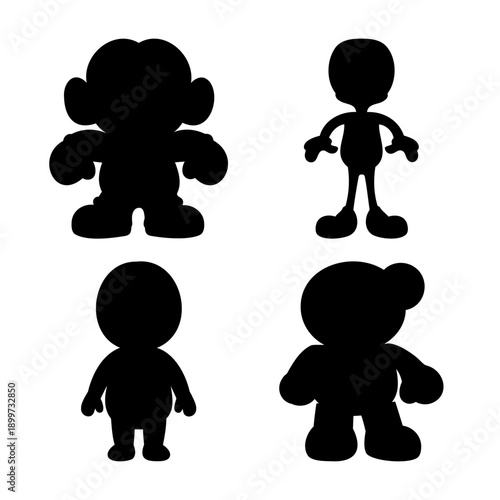 Wallpaper Mural Iconic nintendo character silhouettes: a collection of popular video game figures in black Torontodigital.ca