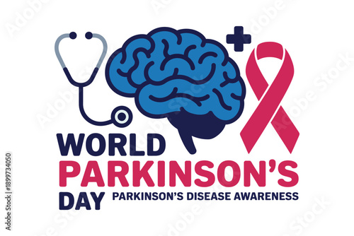World Parkinson's Day awareness campaign with brain and medical symbols