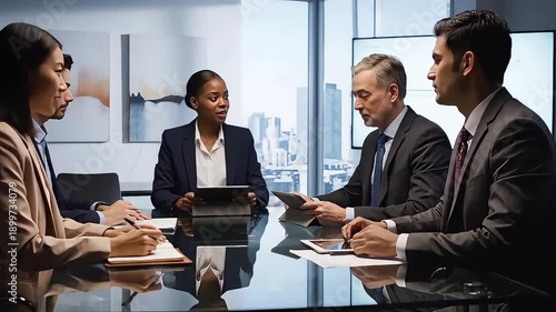 Business Professionals in Meeting at Modern Office.