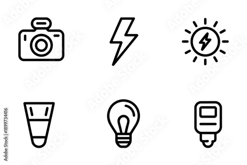 A collection of creative icons for photography and lighting concepts