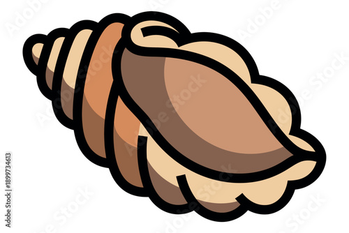 A cartoon illustration of a large seashell on a white background