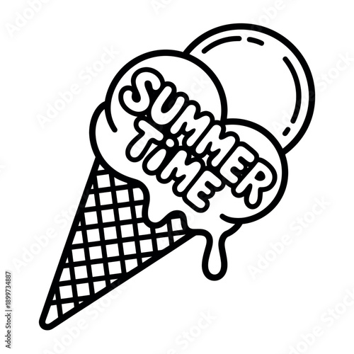 A cartoon ice cream cone with the words Summer Time written on it