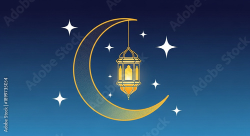 Golden glowing stars on a dark blue background, magical and celestial abstract art