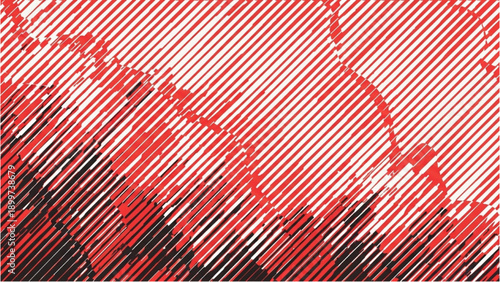 Dynamic abstract illustration of lines and shapes in red and black tones from a close-up viewpoint