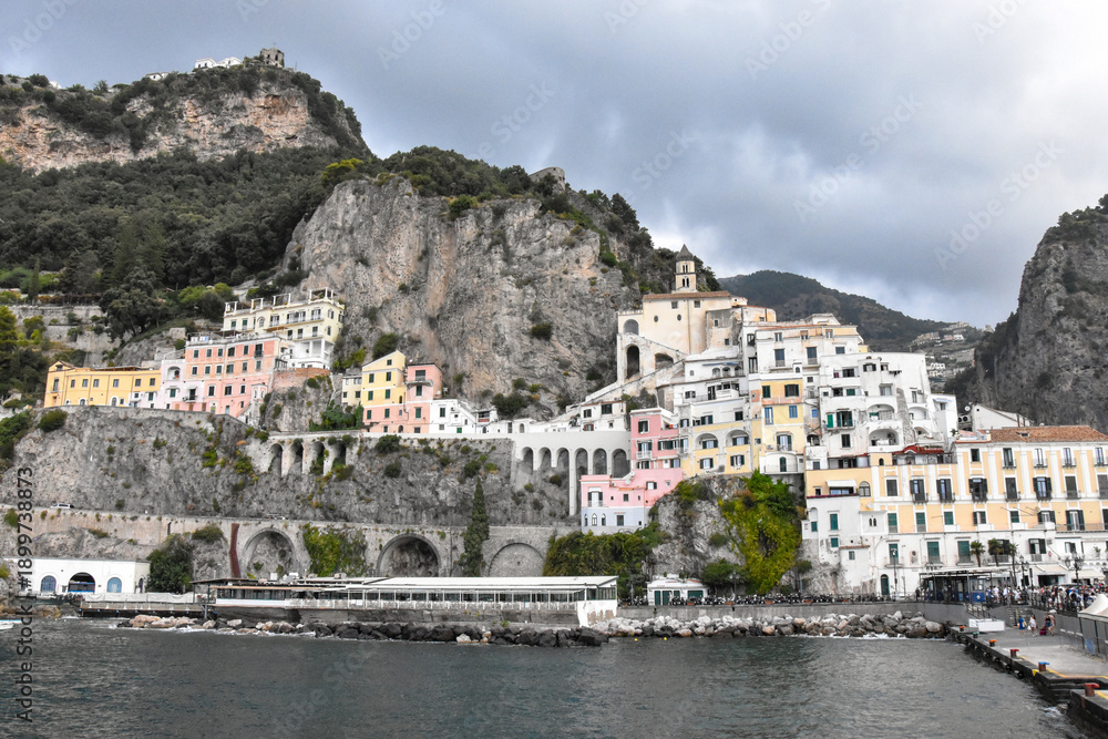 Fototapeta premium Italy. Amalfi. Tyrrhenian Sea coast, mountains. Summer
