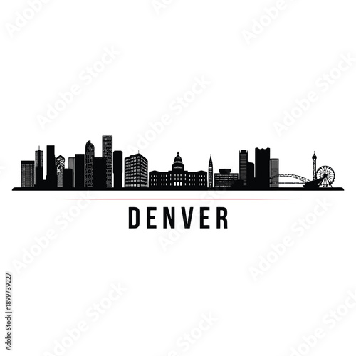 Silhouette of denver skyline with the city s name displayed below