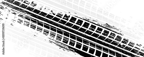 Tire tread marks, drift, motorsport, motocross, rally, tread mark with skid, grinding, splash effect.