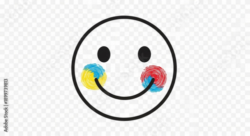 Colorful Smiley Face with Tongue Out Isolated on Transparent Background