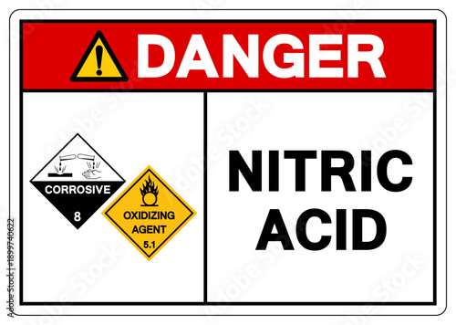 Danger Nitric Acid Symbol Sign, Vector Illustration, Isolate On White Background, Label.EPS10