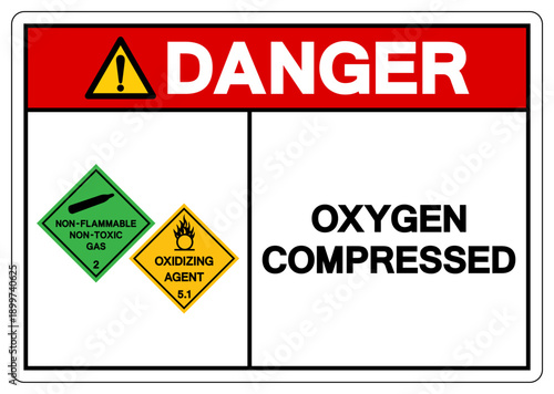 Danger Oxygen Compressed Symbol Sign, Vector Illustration, Isolate On White Background, Label.EPS10