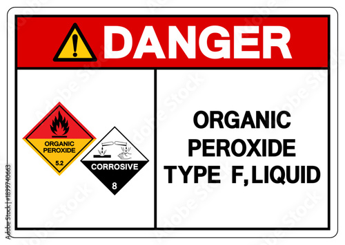 Danger Oganic Peroxide Type F Liquid Symbol Sign, Vector Illustration, Isolate On White Background, Label.EPS10