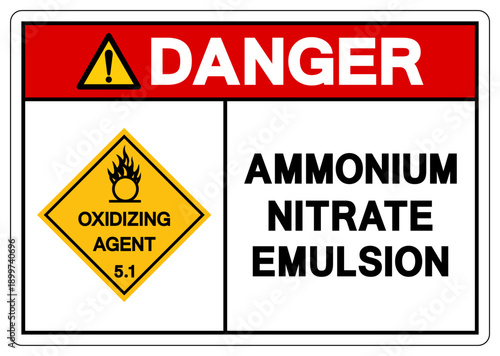 Danger Ammonium Nitrate Emulsion Symbol Sign, Vector Illustration, Isolate On White Background, Label.EPS10