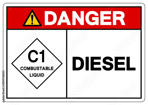 Danger Diesel Symbol Sign, Vector Illustration, Isolate On White Background, Label.EPS10