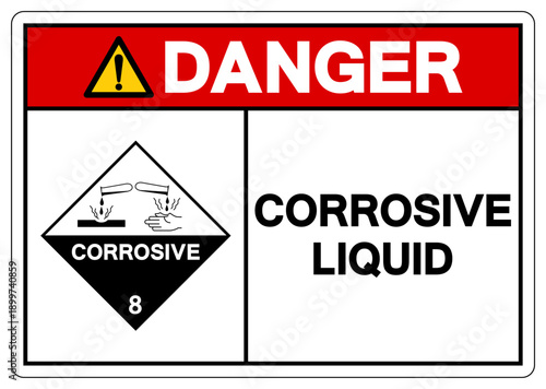 Danger Corrosive Liquid Symbol Sign, Vector Illustration, Isolate On White Background, Label.EPS10